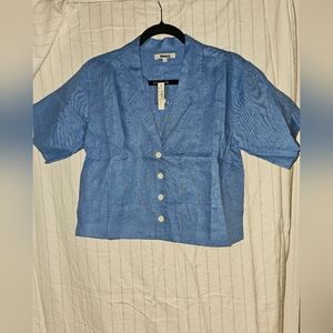 Blue Button-Up Women's Top